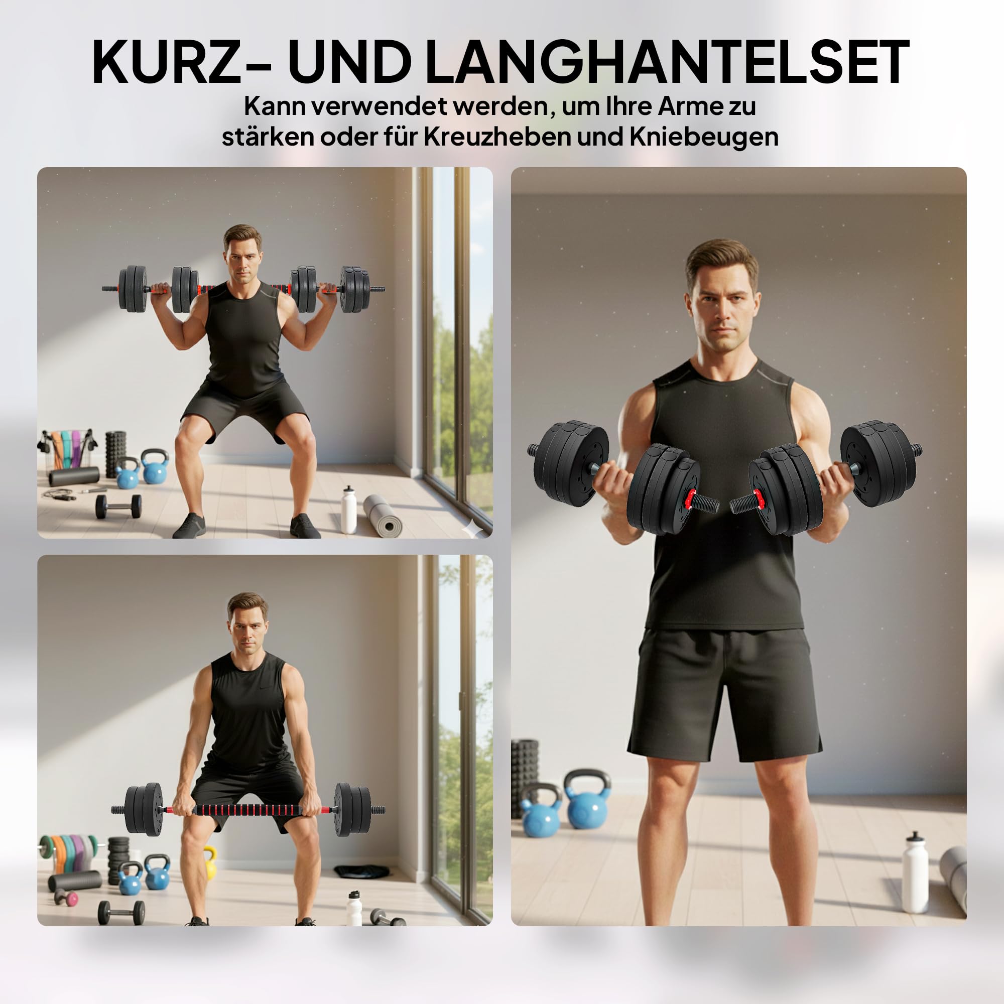 HOMCOM 2 in 1 Hanteln Set verstellbare Kurzhantel & Langhantel professionell Dumbbell Krafttraining und Gewichtheben für Zuhause Fitness