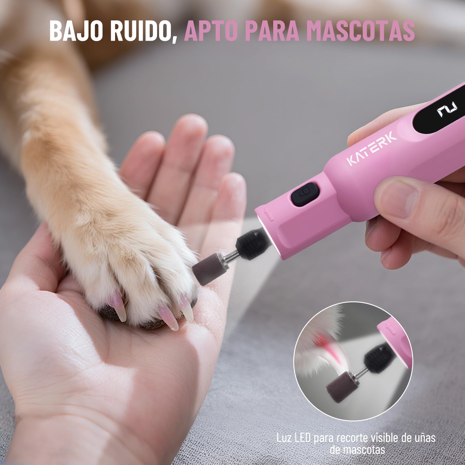 Katerk Kit de Herramientas de Amoladora, 5 Velocidades Herramienta Rotativa, 5000-20000RPM, Batería 2500mAh, 3.7V Mini Amoladora Eléctrica con 70 Accesorios para Grabar,Taladrar,Cortar, Esmerilar-Rosa