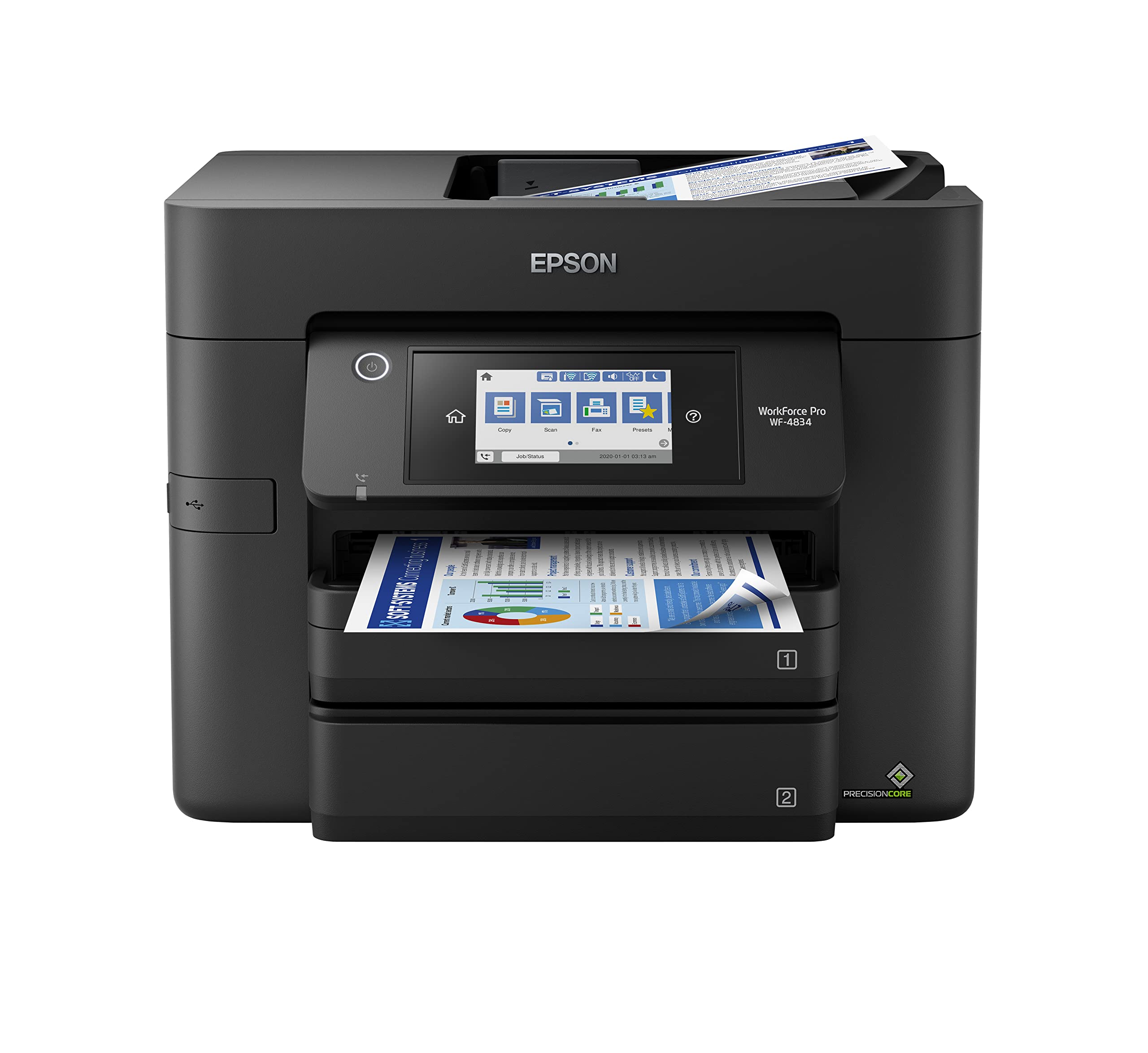 Epson Workforce Pro WF-4834 Wireless All-in-One Printer with Auto 2-Sided Print, Copy, Scan and Fax, 50-Page ADF, 500-sheet Paper Capacity, and 4.3" Color Touchscreen