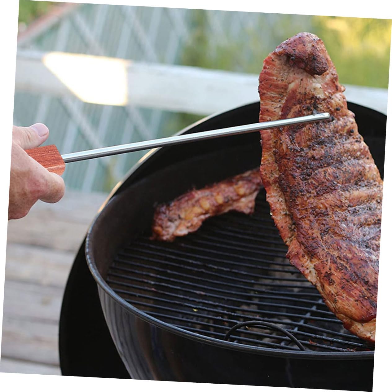 balacoo 8pcs Camping BBQ Meat Hook Food Flipper Stainless Steel Handle Easy to Use Lightweight