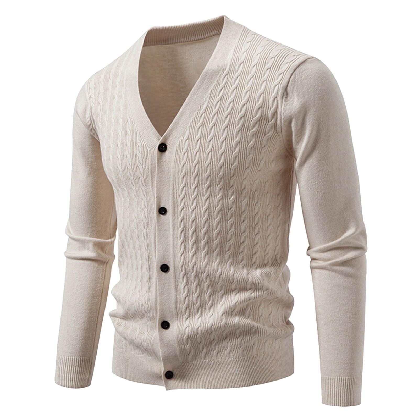 Cardigan de lana hombre invierno chaqueta de punto con botones y cuello chal 6