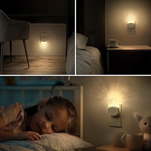 Miniatura 6 de Briignite Luz nocturna de burbujas enchufable, luz nocturna LED acrílica, paquete de 2, luz nocturna decorativa regulable, sensor de atardecer a