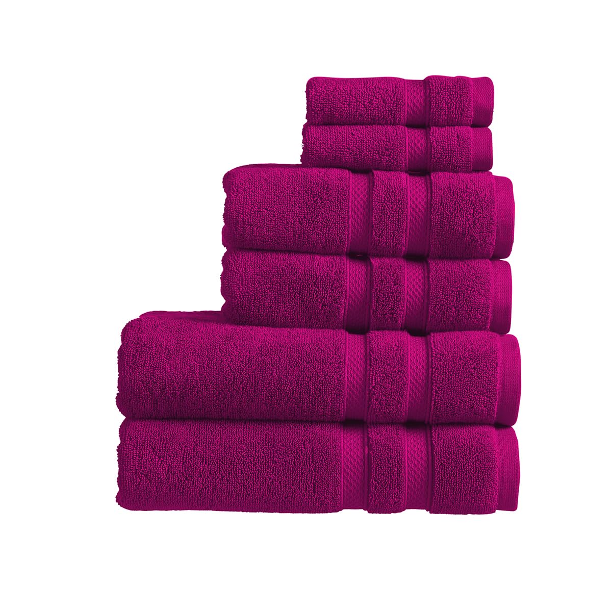 Christy Chroma Purple Towels Set | Set of 6 | 2 Bath 2 Hand 2 Face | Highly Absorbent Heavyweight 675GSM | Bold and Bright | Soft Smooth Bathroom Shower Towels | 100% Cotton | Sustainably Made | Plum — image 1