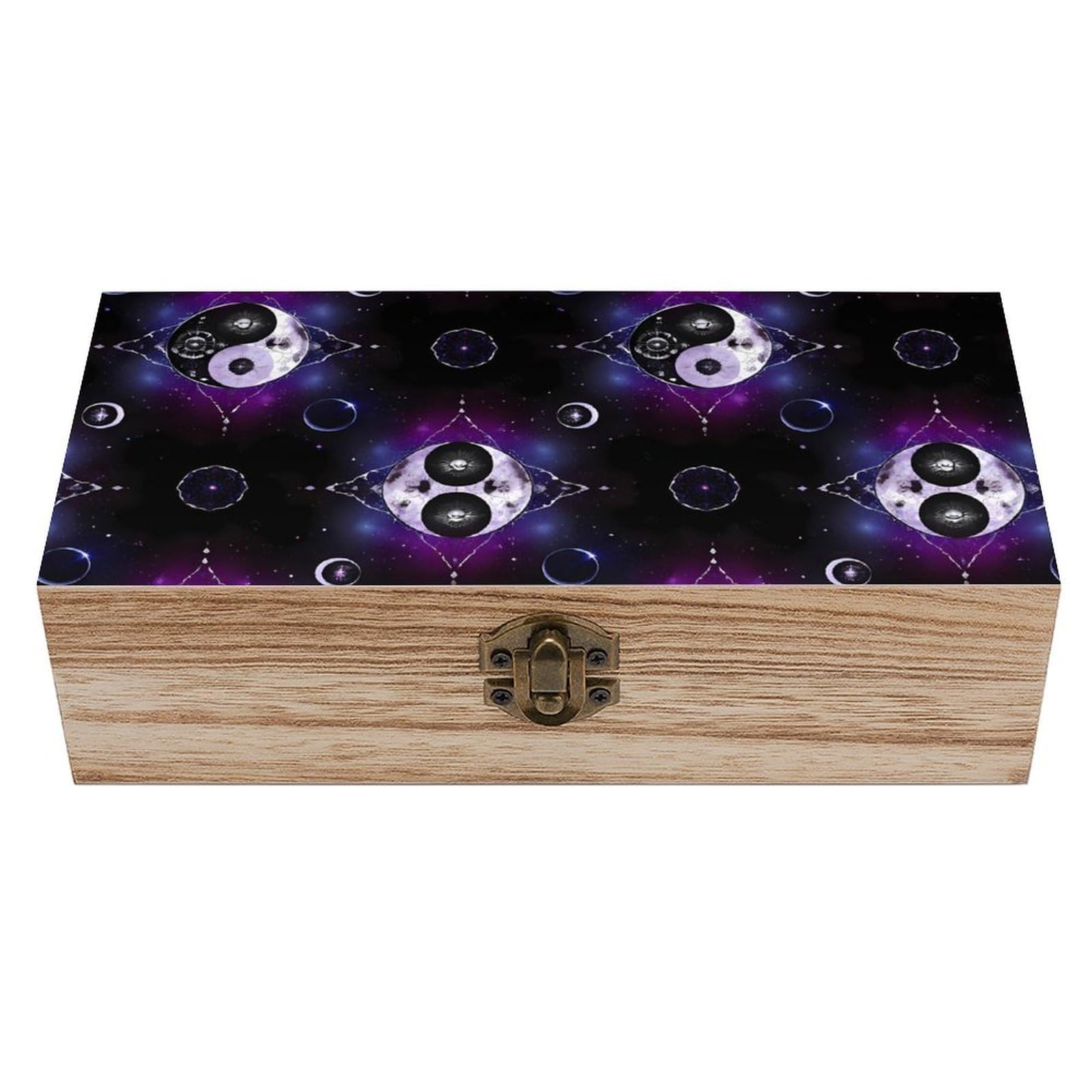 HLBSDM Sacred Geometric Zodiac Symbol Magic Occult Wooden Storage Box