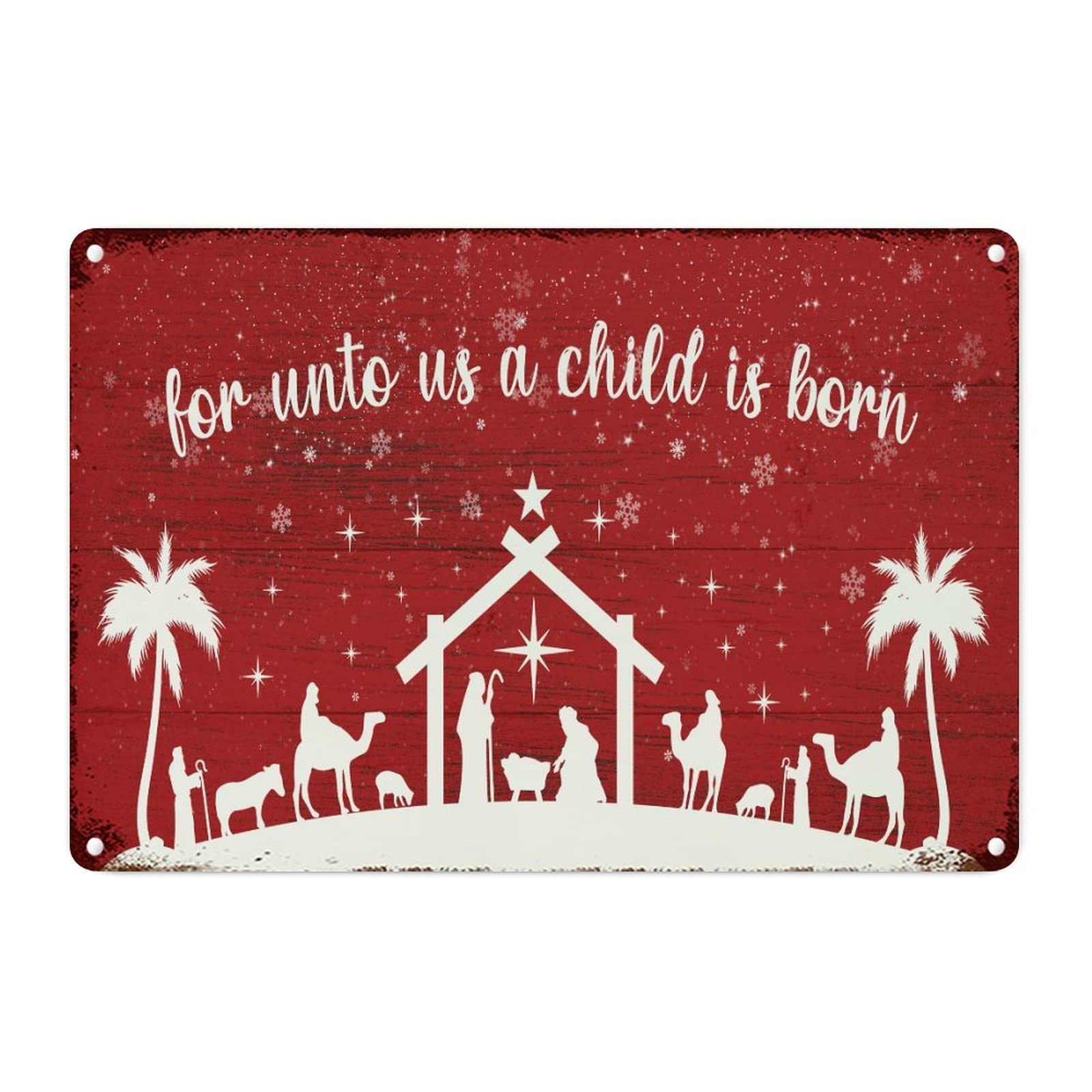 Panneau mural en métal de Noël rétro rouge pour porche 30x45 cm
