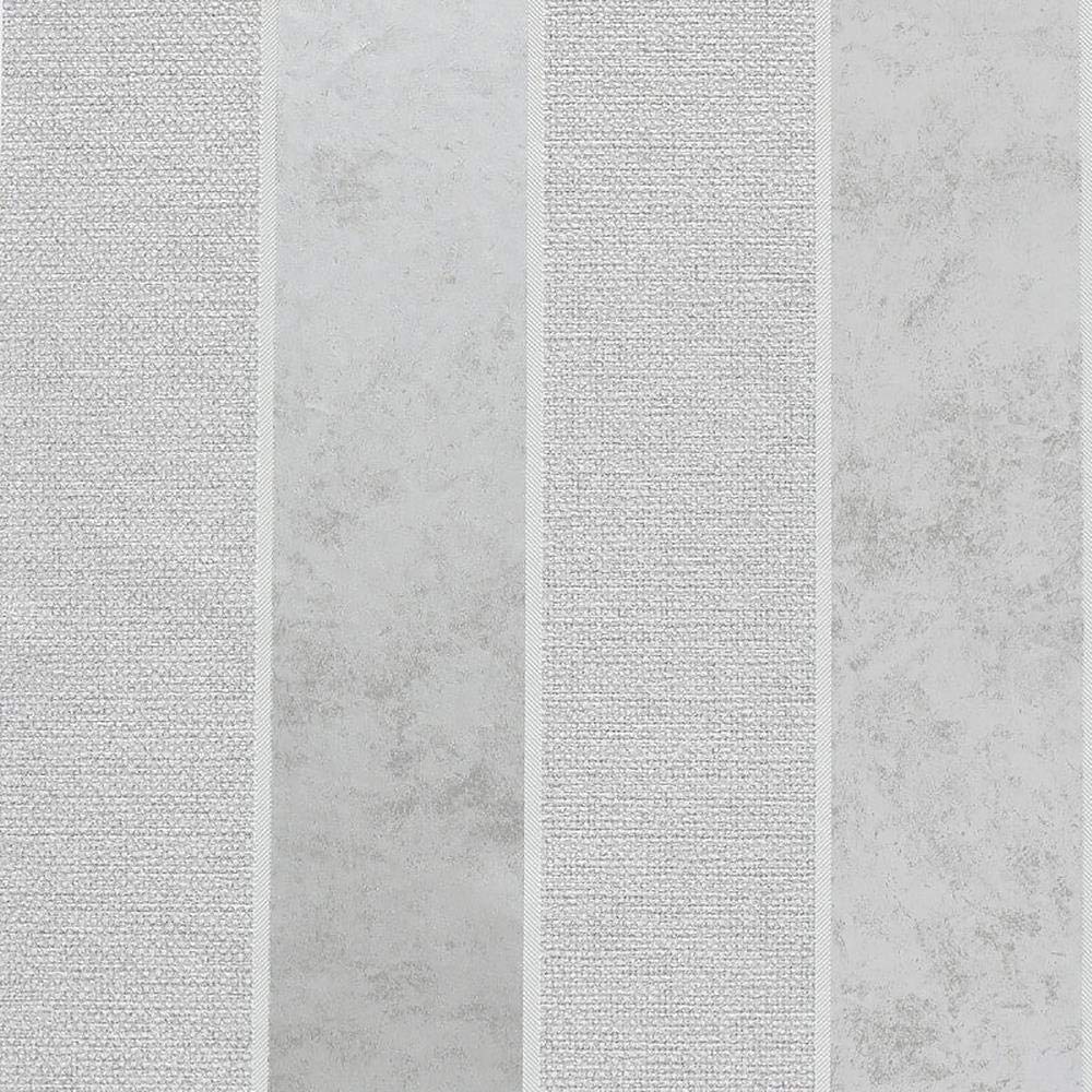 YöL Calico Stripe Wallpaper Metallic Embossed Striped Grey White Textured Vinyl