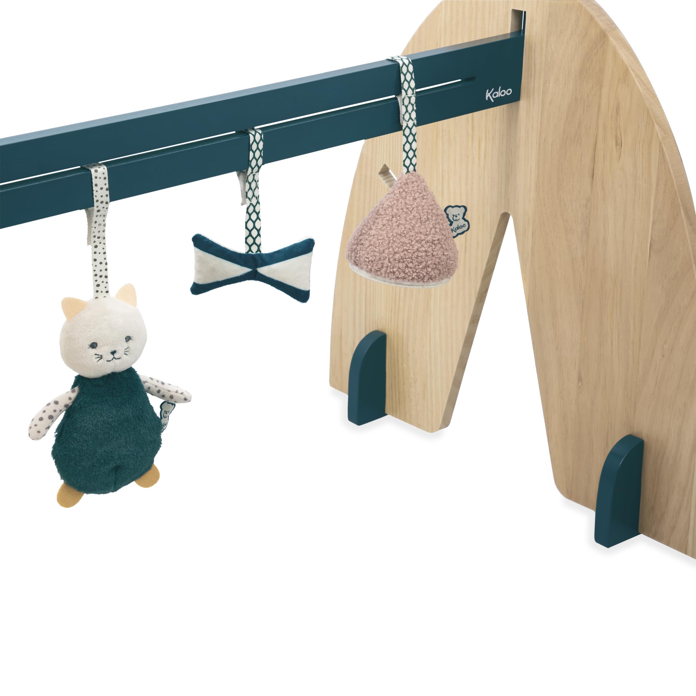 KALOO - Stimuli - Arco Multisensoriale con 3 Accessori per Neonato - Arco in Legno Evolutivo - Giochi Sensoriali Appesi - Altezza 45 cm - dalla Nascita, K227004