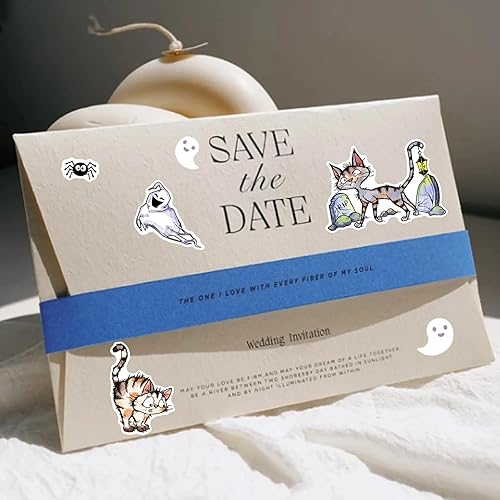 Miniatura 2 de INFUNLY Juego de troqueles y sellos para gatos, sellos y troqueles transparentes para hacer tarjetas, diseño de animales fantasmas, sellos de goma