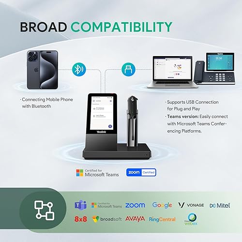 Miniatura 2 de Yealink WH67 - Auriculares inalámbricos DECT mejorados, certificados por equipos, compatibles con teléfono de escritorio, PC, teléfono móvil,