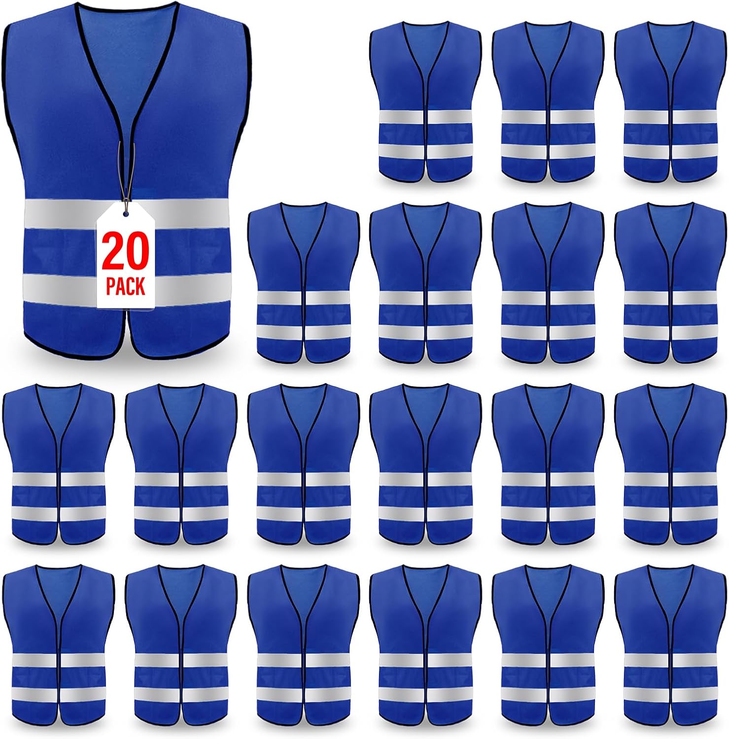 Safety Vest, Reflective High Visibility Construction Vest for Men, Work, Cycling, Runner, Surveyor, Volunteer, Road