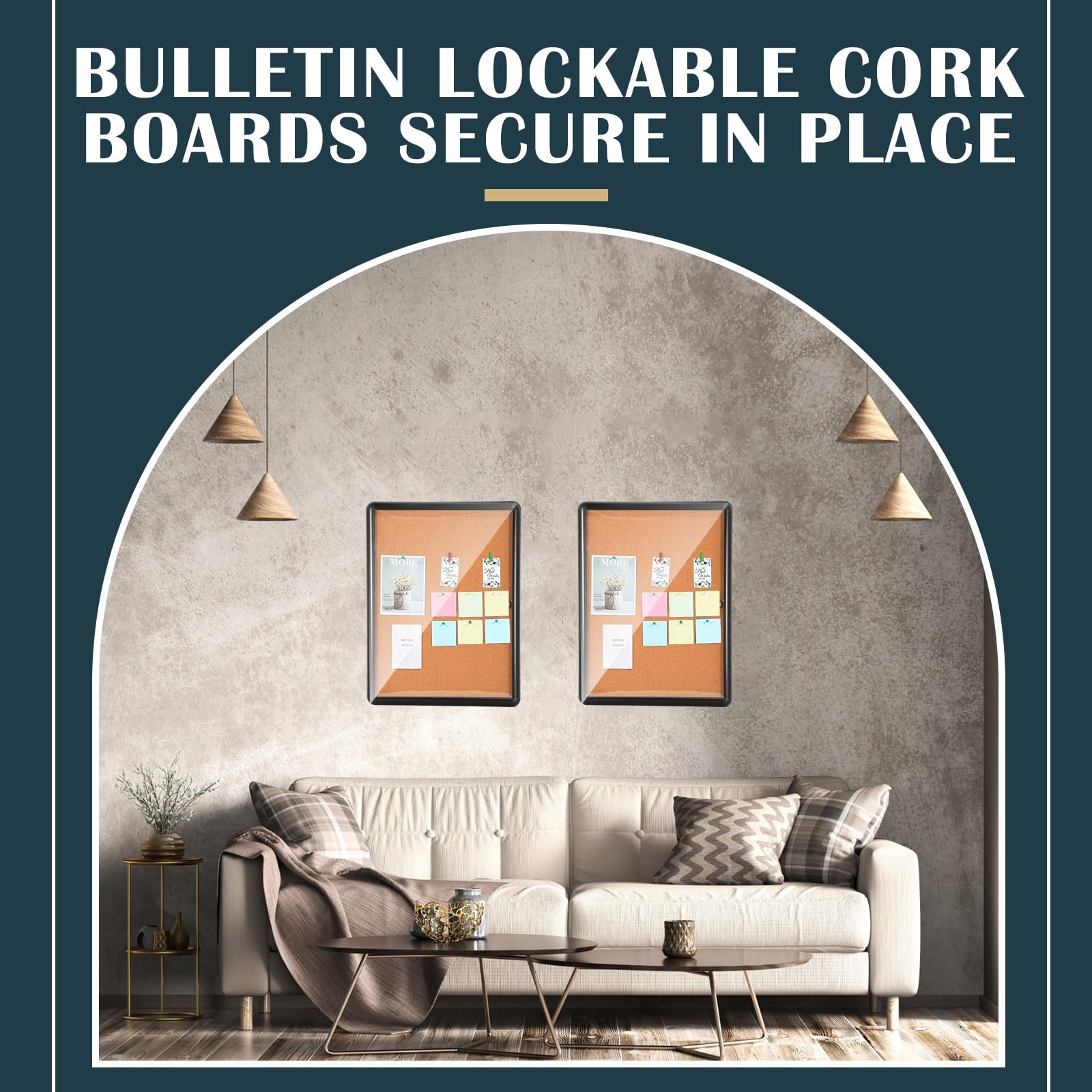 Amazon | Suzile 封入掲示板 20 x 26インチ ロック可能 掲示板 アルミ