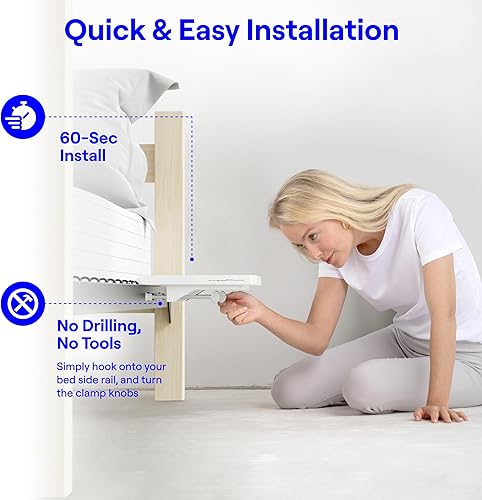 Miniatura 7 de BedShelfie - Estante de cabecera para dormitorio, cama litera y litera superior, elementos esenciales para dormitorio universitario, mesita de