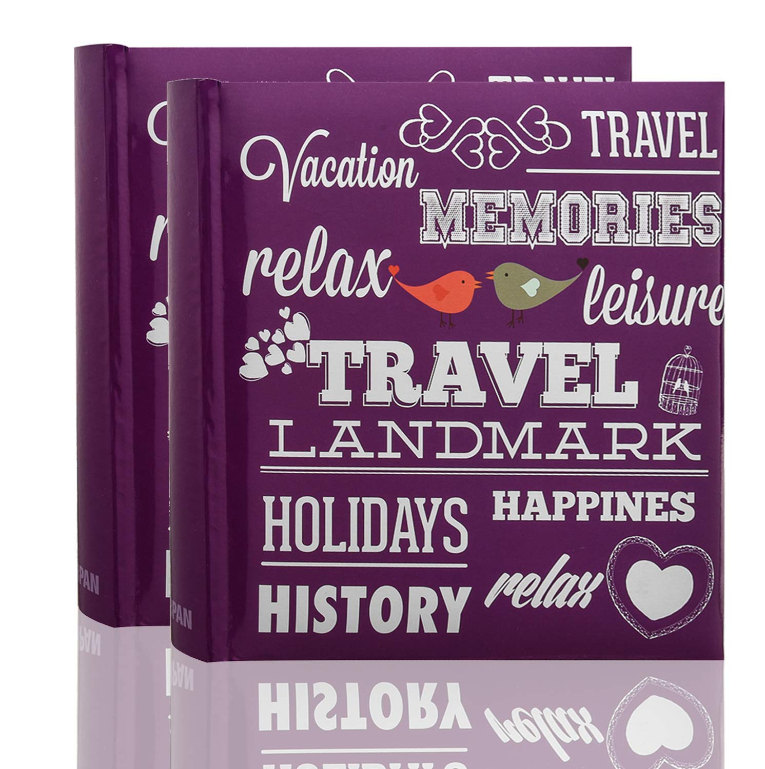 Arpan 2 x Photo Album 200 6 X 4'' / 15 x 10 cm Photos Slip in Picture Album CD/DVD Pocket Memo Writing Area - Gifting Album (Slogan Art Purple)