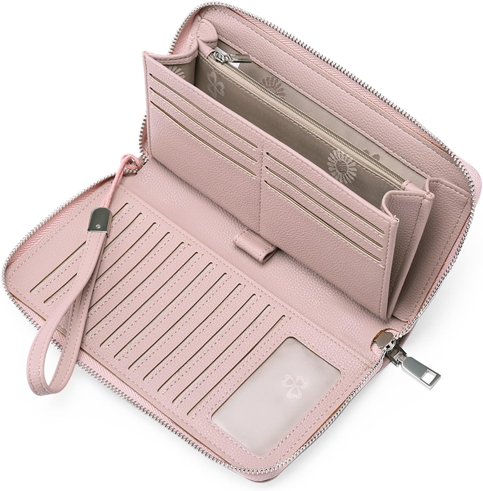 Womens Wallet RFID Blocking Leather Zip Around Wallet Large Capacity Long Purse Credit Card Clutch Wristlet