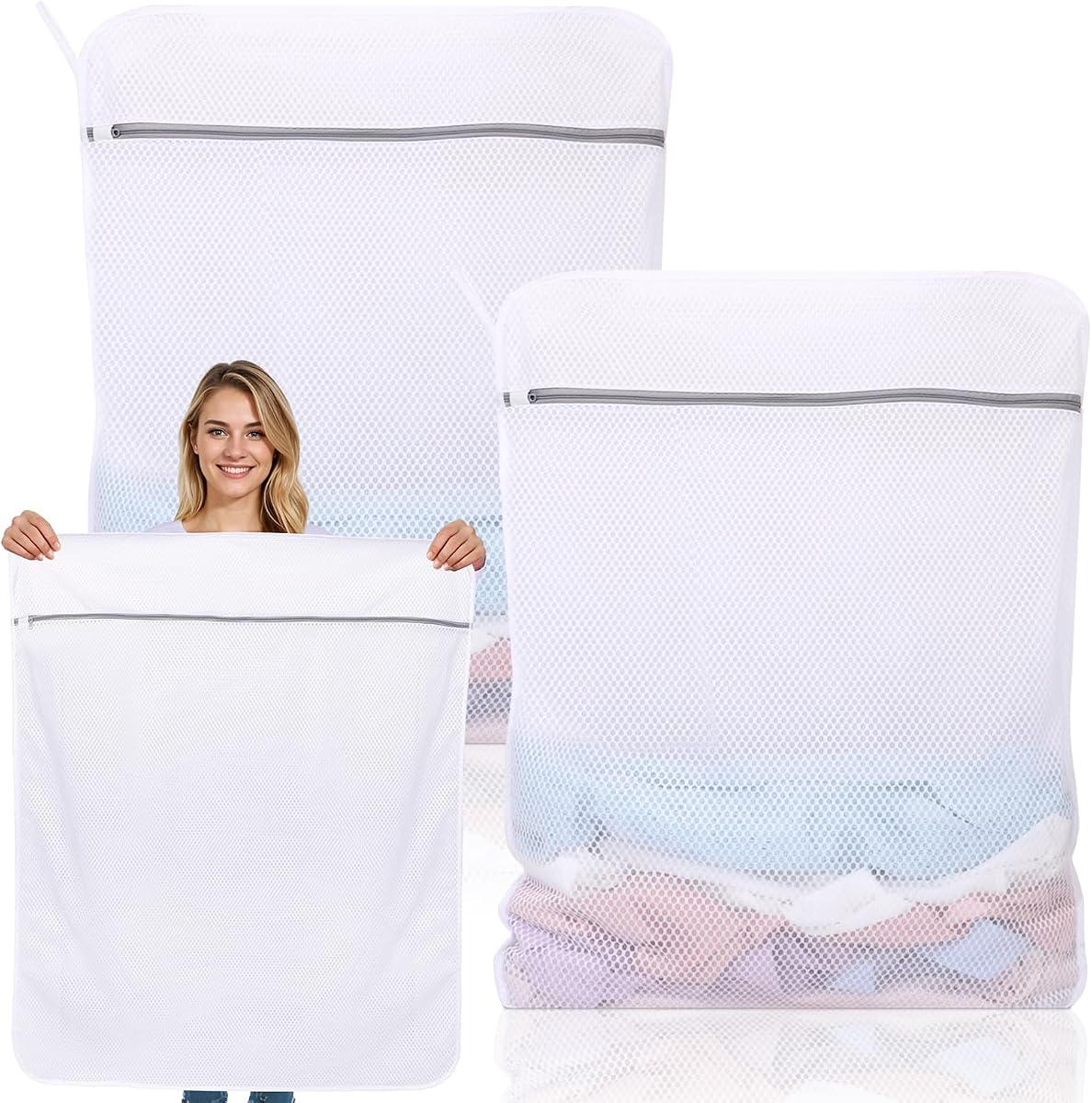Dntorx 2 Pack XXX-Large Mesh Laundry Bags for Delicates, 35 x 43 Inches