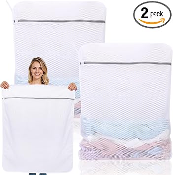 Dntorx 2 Pack -Large Mesh Laundry Bags for Delicates, 35 x 43 Inches Reusable Laundry Bag Durable Wash Bags for Washing Machine for College, Family, Travel, Storage