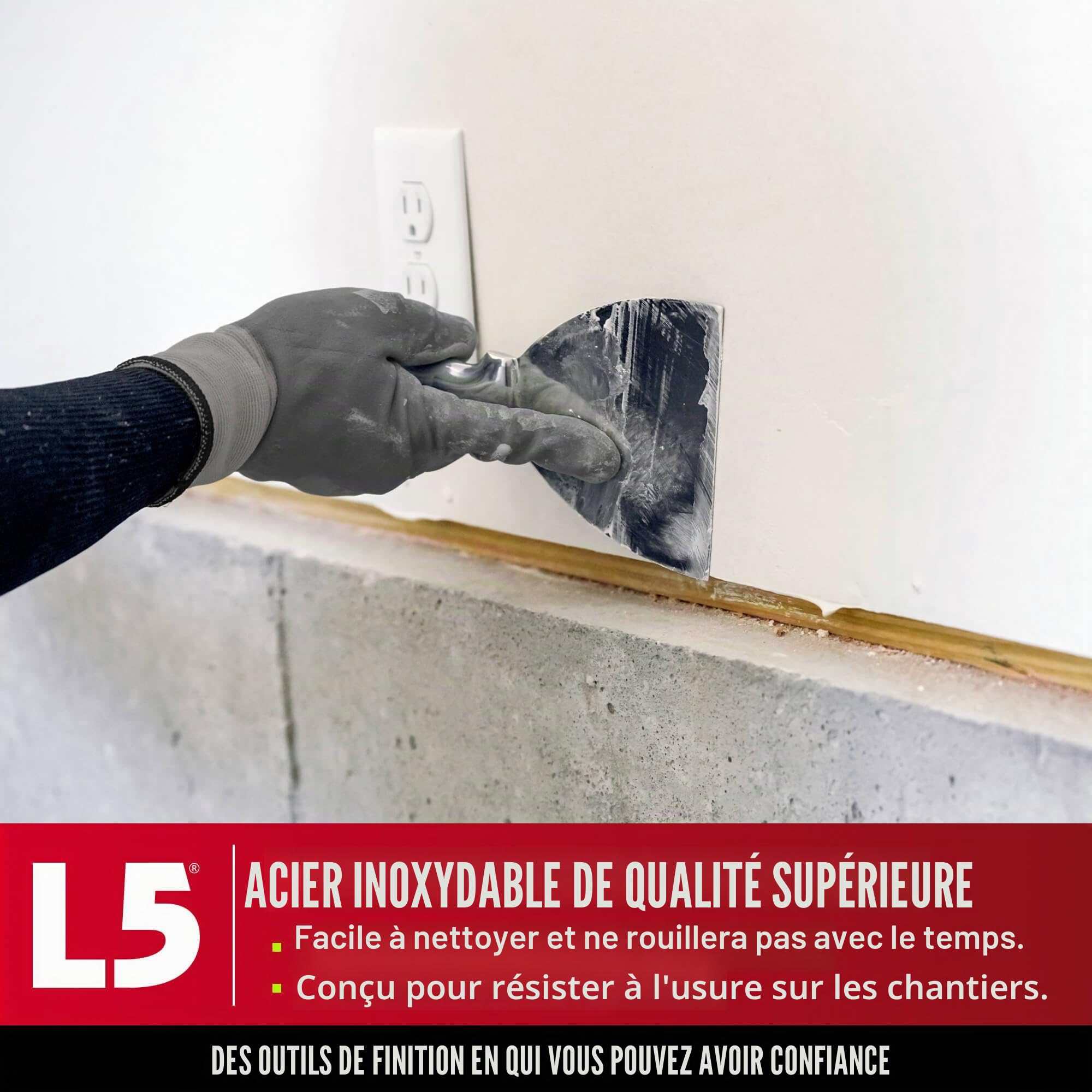 LEVEL5 Couteau à joint en acier inoxydable de 25,4 cm | Lame à mastic de qualité professionnelle, tout métal poli de qualité supérieure, bord affûté de précision, ergonomique, résistant à la