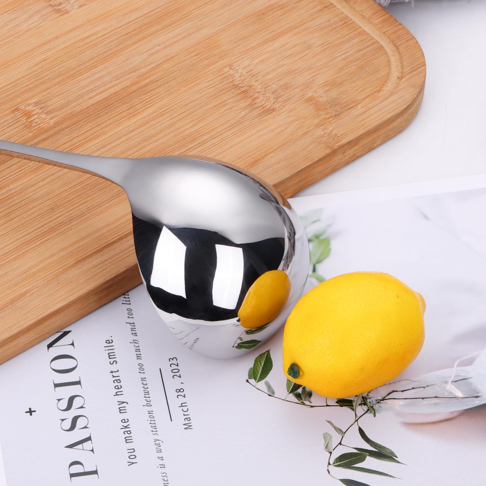 Cucharón de cocina de 4 onzas, cucharón de sopa de 11 pulgadas, cucharón de cocina de acero inoxidable 18/10, accesorios de cocina para remover porciones y servir sopas, salsas, guiso de chile