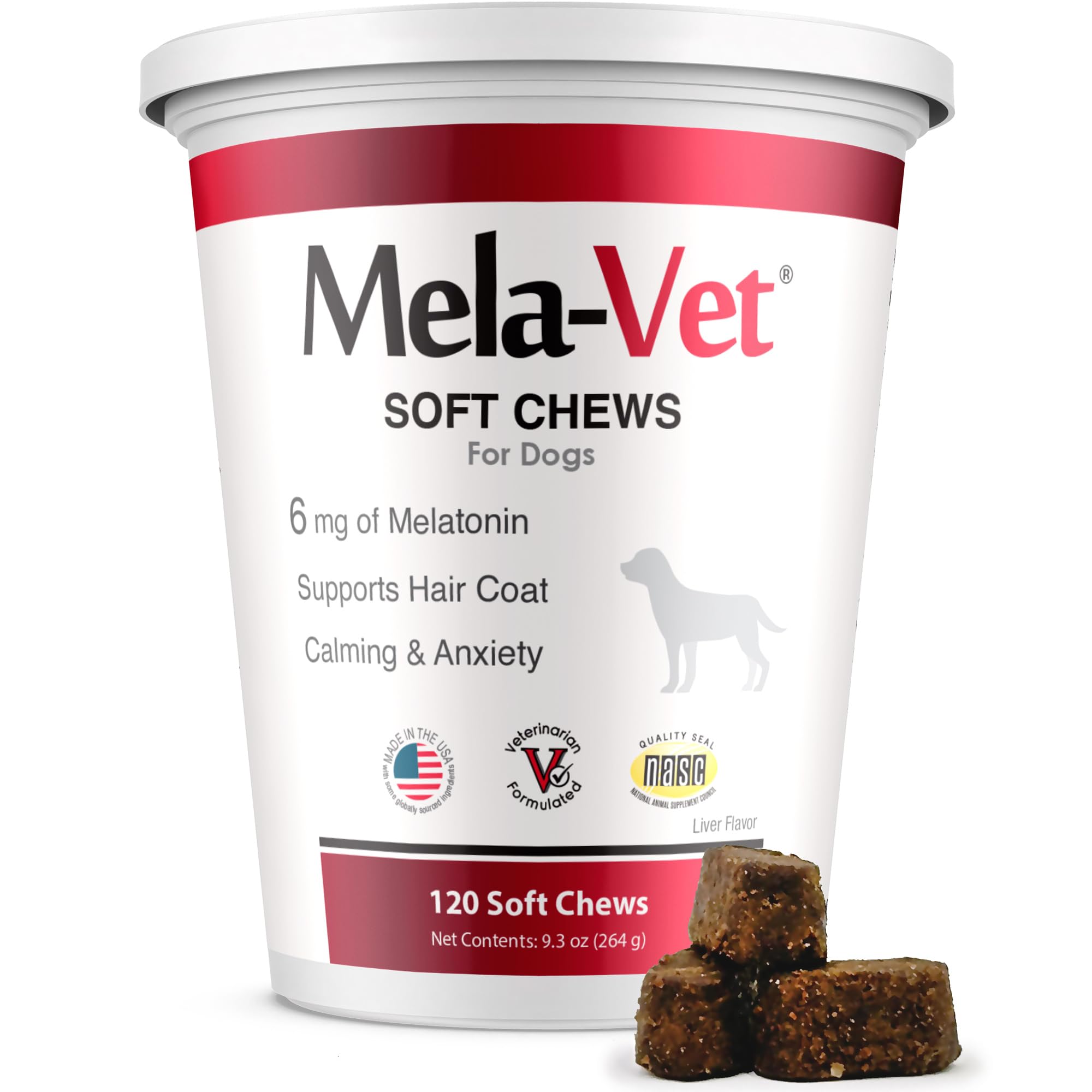 Melatonin Calming Soft Chews for Dogs, Vet-Formulated to Provide Relaxation & Anxiety Relief, Helps Reduce Stress & Tension-Supports Healthier Skin & Coat.120 Tasty Soft Chews.
