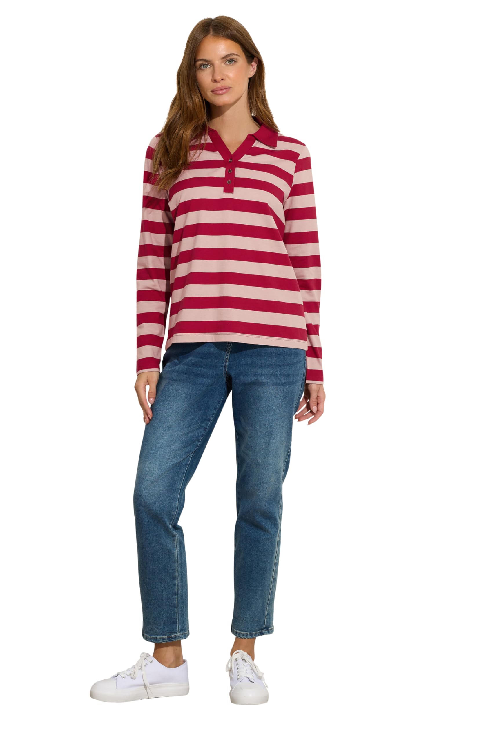M&Co - Women's Long Sleeve Top - Cotton - Red - Size 16