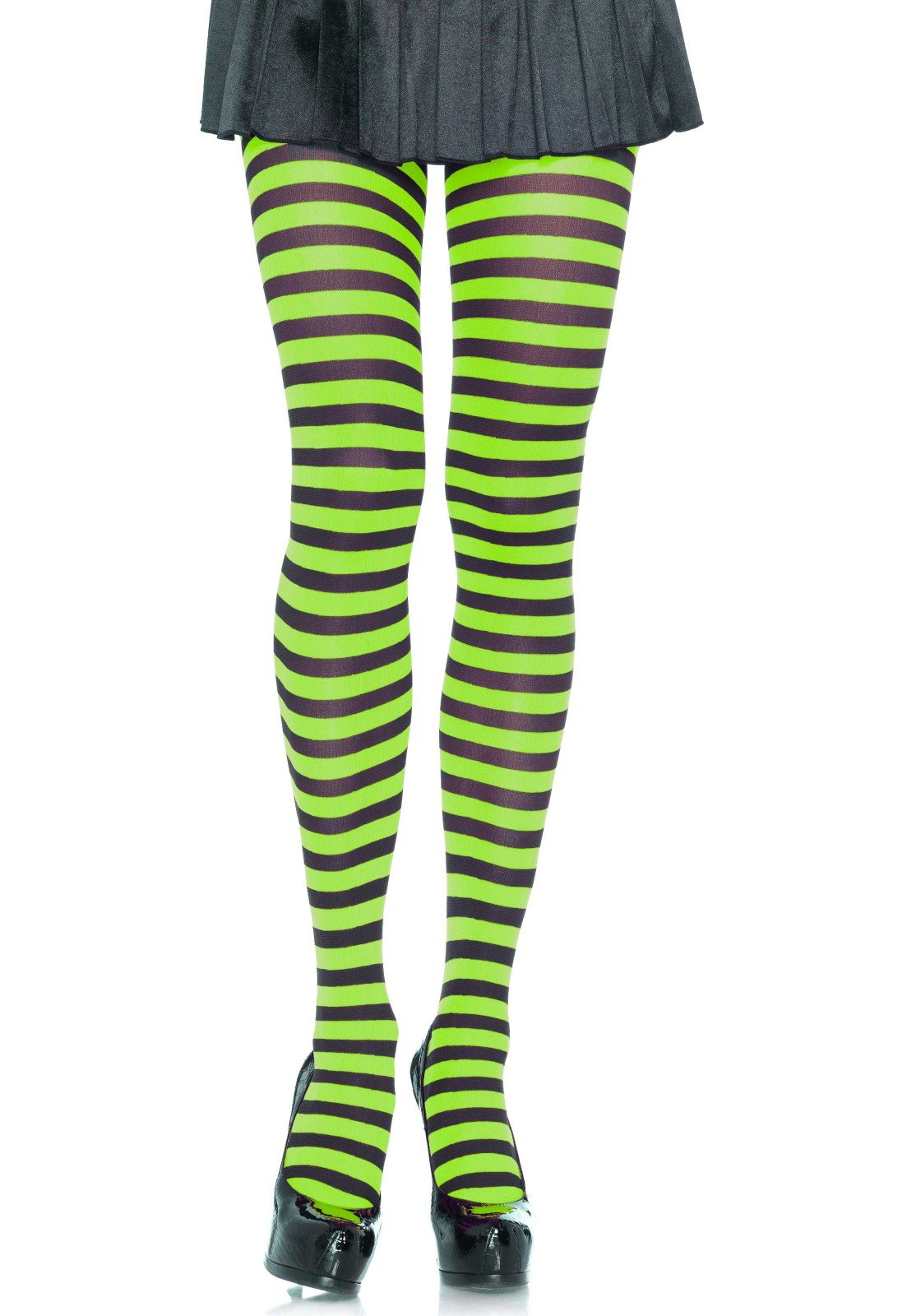 Leg Avenue Striped Tights Plus Size One Size Neon Green