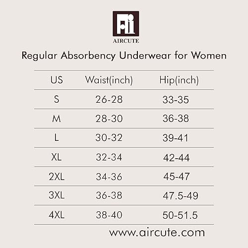 Miniatura 6 de AIRCUTE Ropa interior lavable de absorción para incontinencia urinaria para mujer, calzones hipsters de encaje para fugas de vejiga, 2.4 onzas