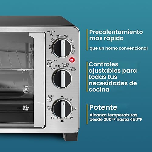 Miniatura 3 de Elite Gourmet ETO2530M - Horno tostador de doble puerta francesa horno hornear asar tostar mantener el calor se adapta a pizza de 12 pulgadas