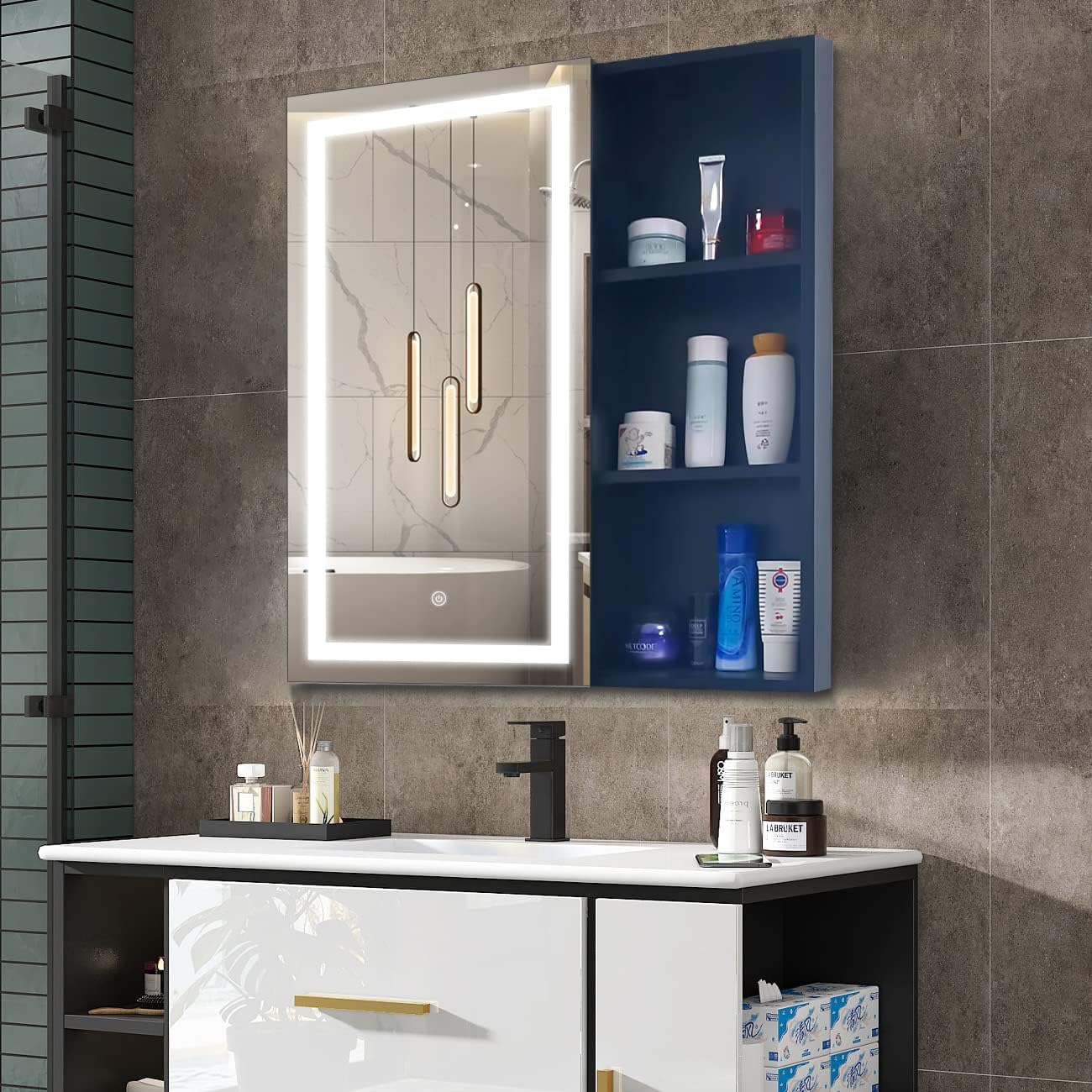 Janboe Led Bathroom Mirror Black Bathroom Wall with