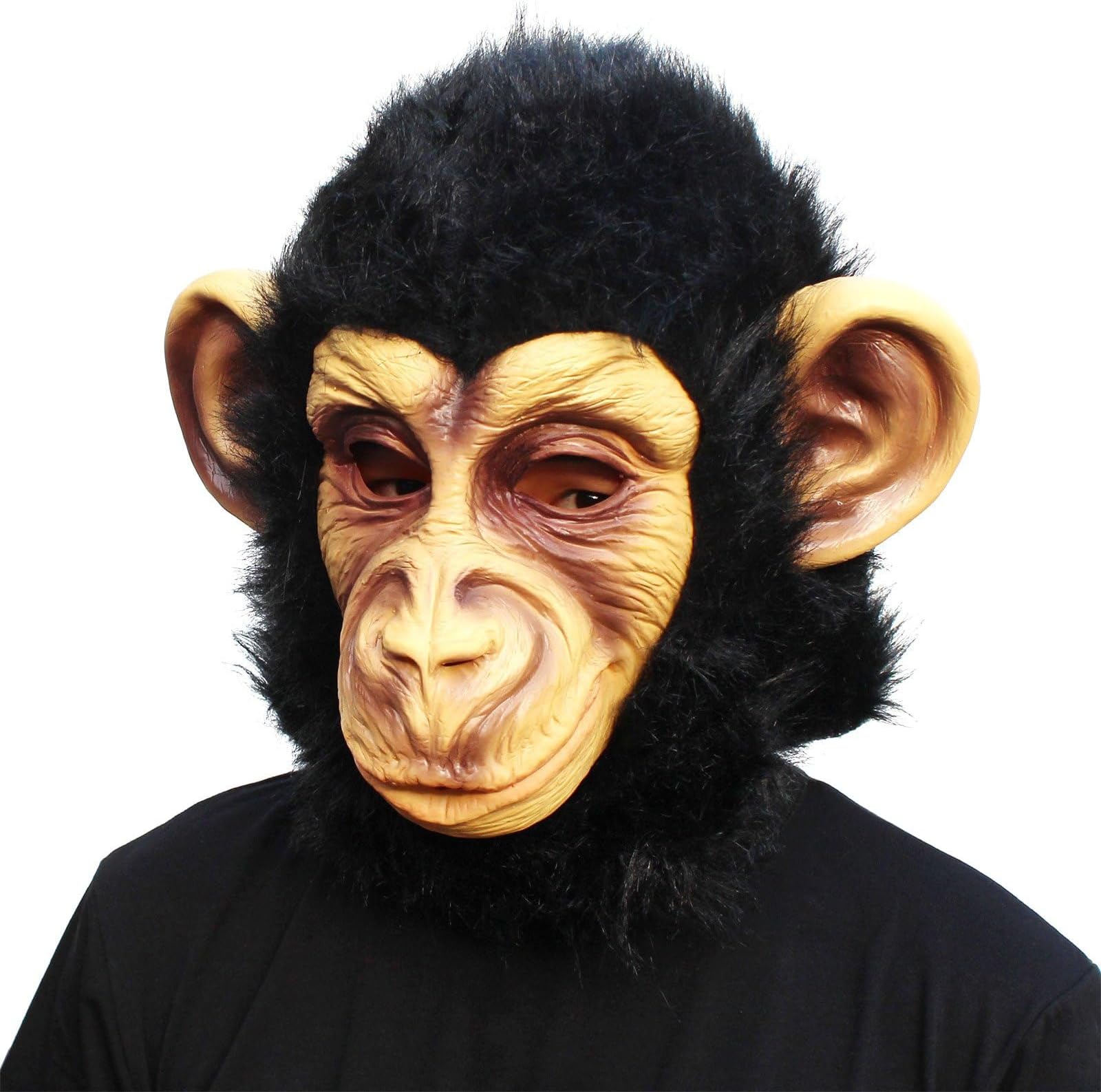 CreepyParty Monkey Mask - Animal Halloween Costume for Parties, Cosplay, Photo Booth Props, and Pranks - Funny Gag Gift for Adults
