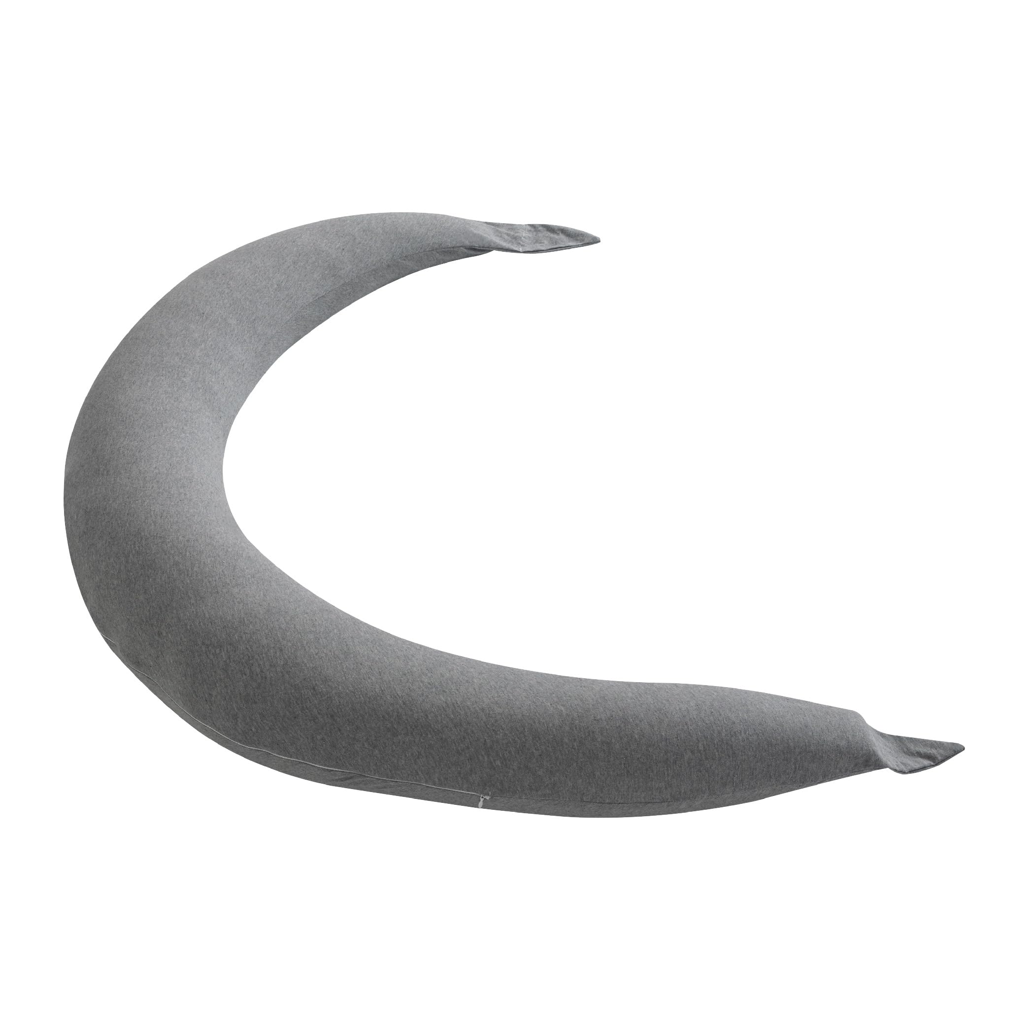 The Moon Brand Organic Cresent Maternity Pillow- Sleeping Support for Mom to Be - LumpFree Filling - Full Body, Back, Hips, Legs, Belly - Washable Cover - Comfortable & Cozy – 135x85cm -Light Grey