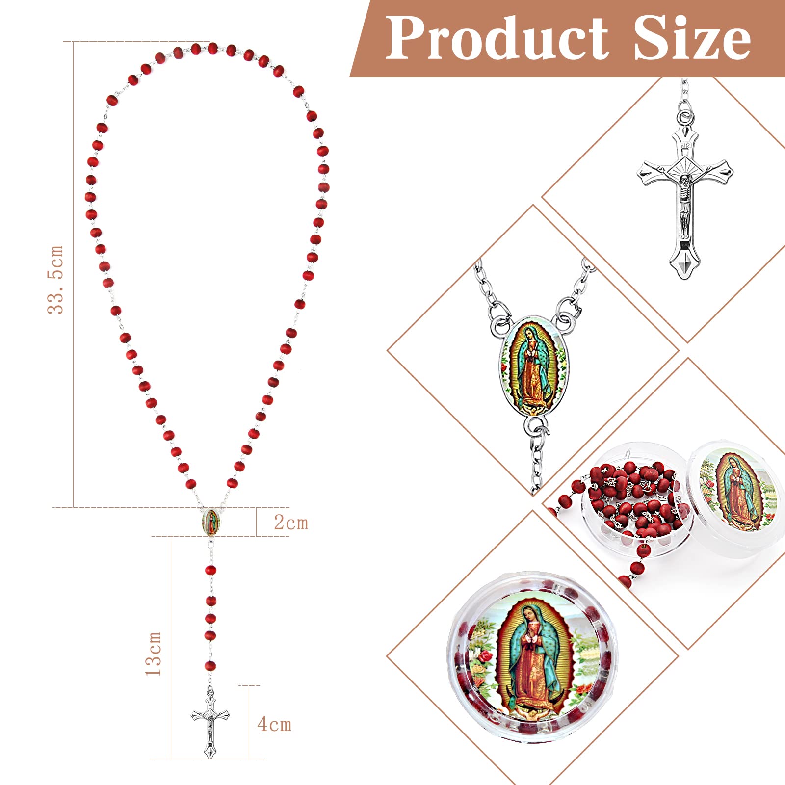 Catholic Rosary Bulk 24-Pack Red Rosary Beads Virgen De
