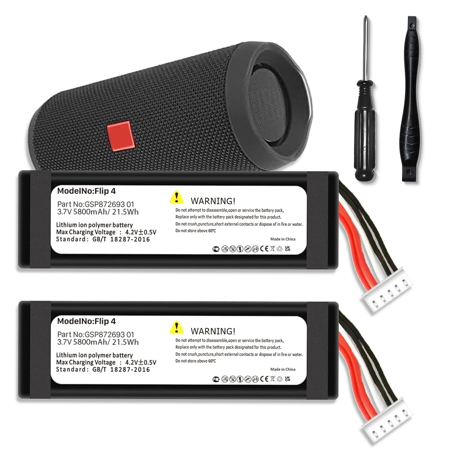 2026 New Upgraded 5800mAh Replacement Battery for Flip 4, 2 Pack