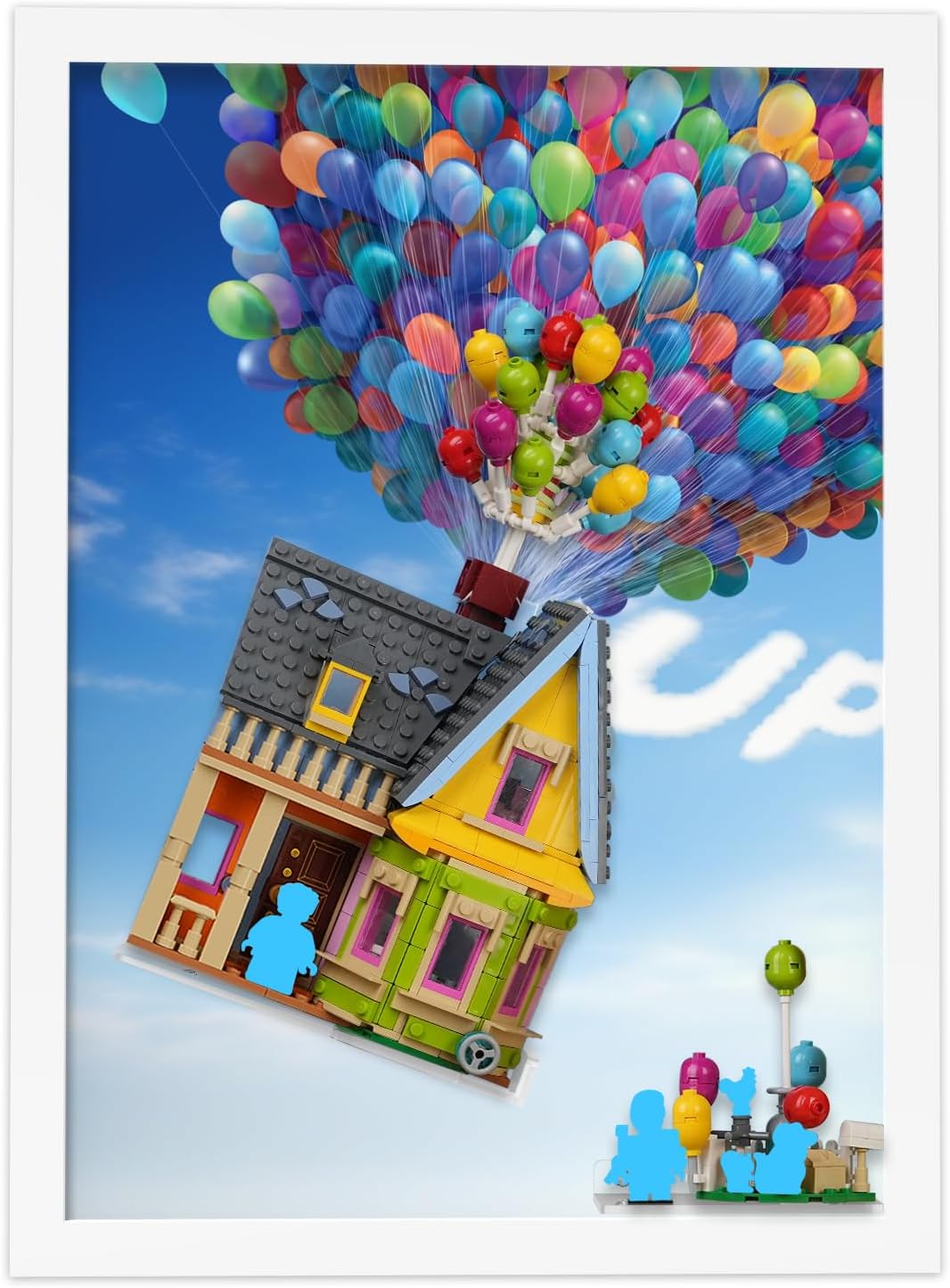Wall Board for Lego 43217 ‘Up’ House, Relive The Magic of The Beloved Animated Film, Secure & Ready-to-Hang Shelf for Your Building Set, Cloud Backdrop with Balloons, Christmas Gifts for Fans(Board Only)