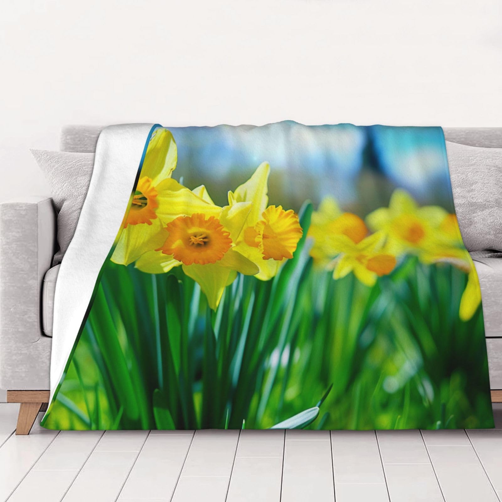 Couverture en flanelle à fleurs plaid chaud de voyage pour voiture et sofa