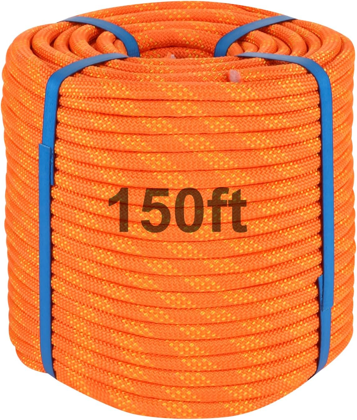 150ft 3/8 Inch Climbing Rope, Heavy Duty Arborist Rope, Nylon Rigging Rope for Tree Work,Bull (Orange)