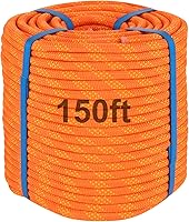 Kynara 150ft 3/8" Heavy Duty Nylon Arborist Climbing Rope - 3430LB Break Strength, Orange for Tree Rigging & Work