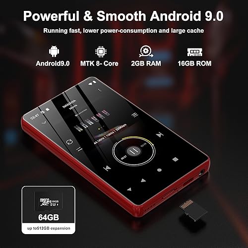 Miniatura 6 de Reproductor de música de 80 GB, reproductor MP3 MP4 con Bluetooth y WiFi con pantalla táctil IPS de 4 pulgadas, reproductor de audio digital M503