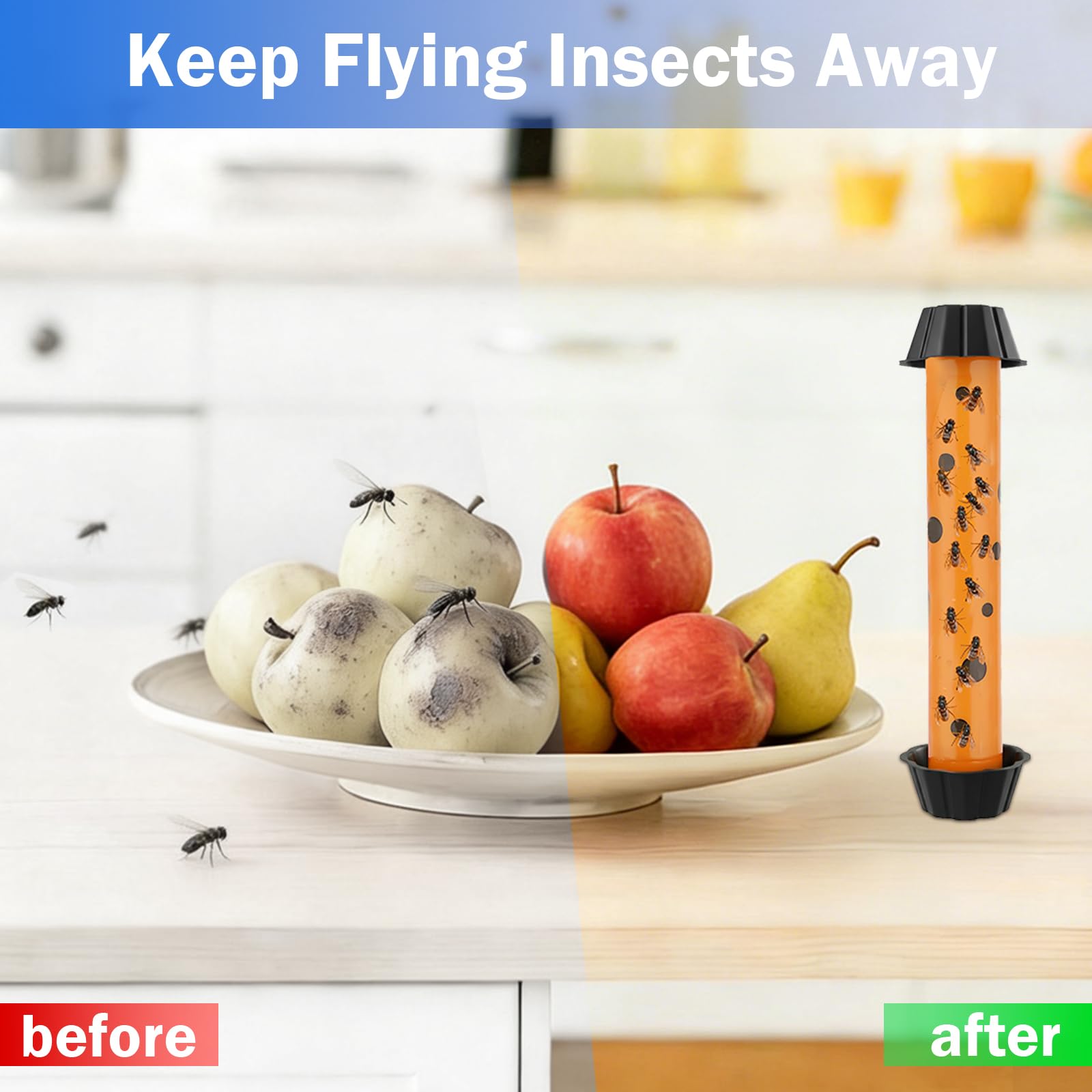 6 Pack Fliegenfalle Stick, Sticky Fly Traps Indoor/Outdoor, Fliegenfänger Papierband Streifen für Zuhause, fängt alle Käfer und Schnaken, Mücken, Fliegende Insektenvernichter