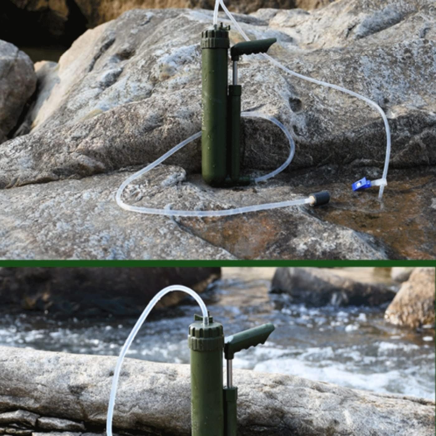 Portable Reverse Osmosis Water Filtration System 0.01 Micron Super-high Precision Water Purification Survival Gear for Hiking, Camping, Travel, and Emergency Preparedness (Color : Green)