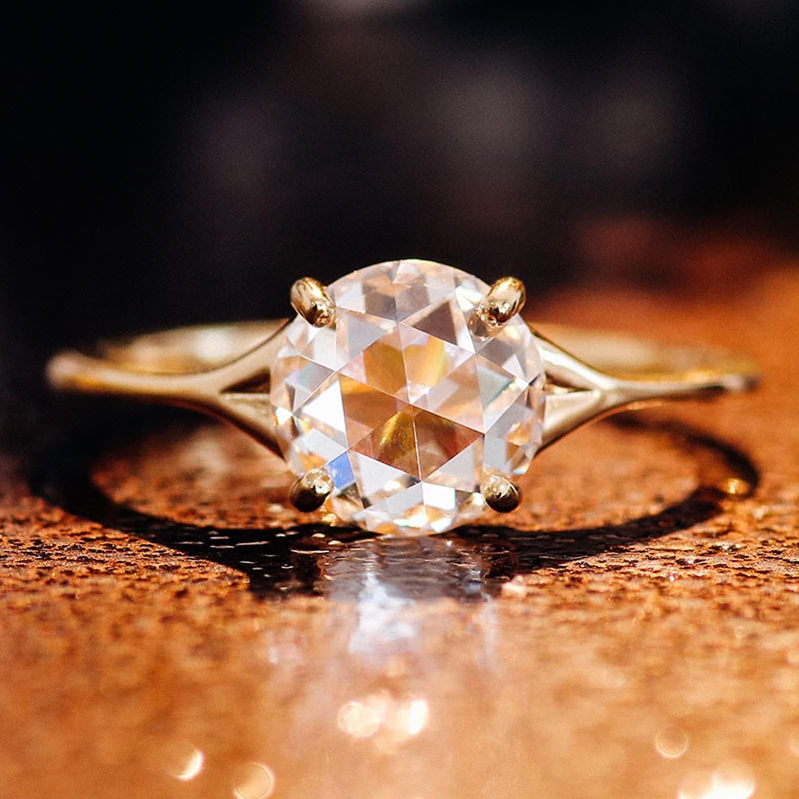 KnSam Eheringe Gelbgold Au375/ 585/750, Solitär Bandringe mit 1/2/3ct Moissanit, 9K/14K/18K Gold Hochzeitsband Echt Goldschmuck, Gr.47-62