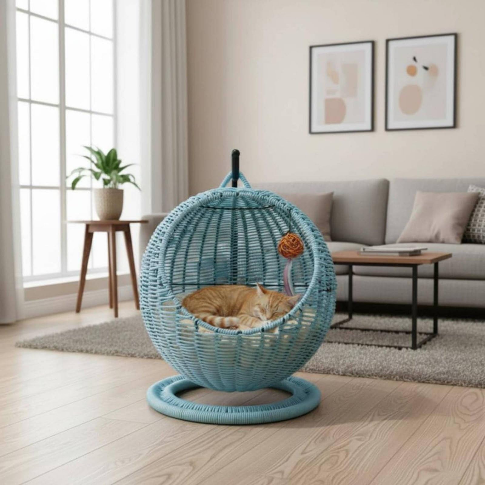 Amaca per Gatti Letto Gatto Cuccia Gatto Cesta Gatto con Struttura Robusta in Metallo Cestino Sospeso Traspirante Adatta per Casa Salotto Finestra Luminosa, Apricot