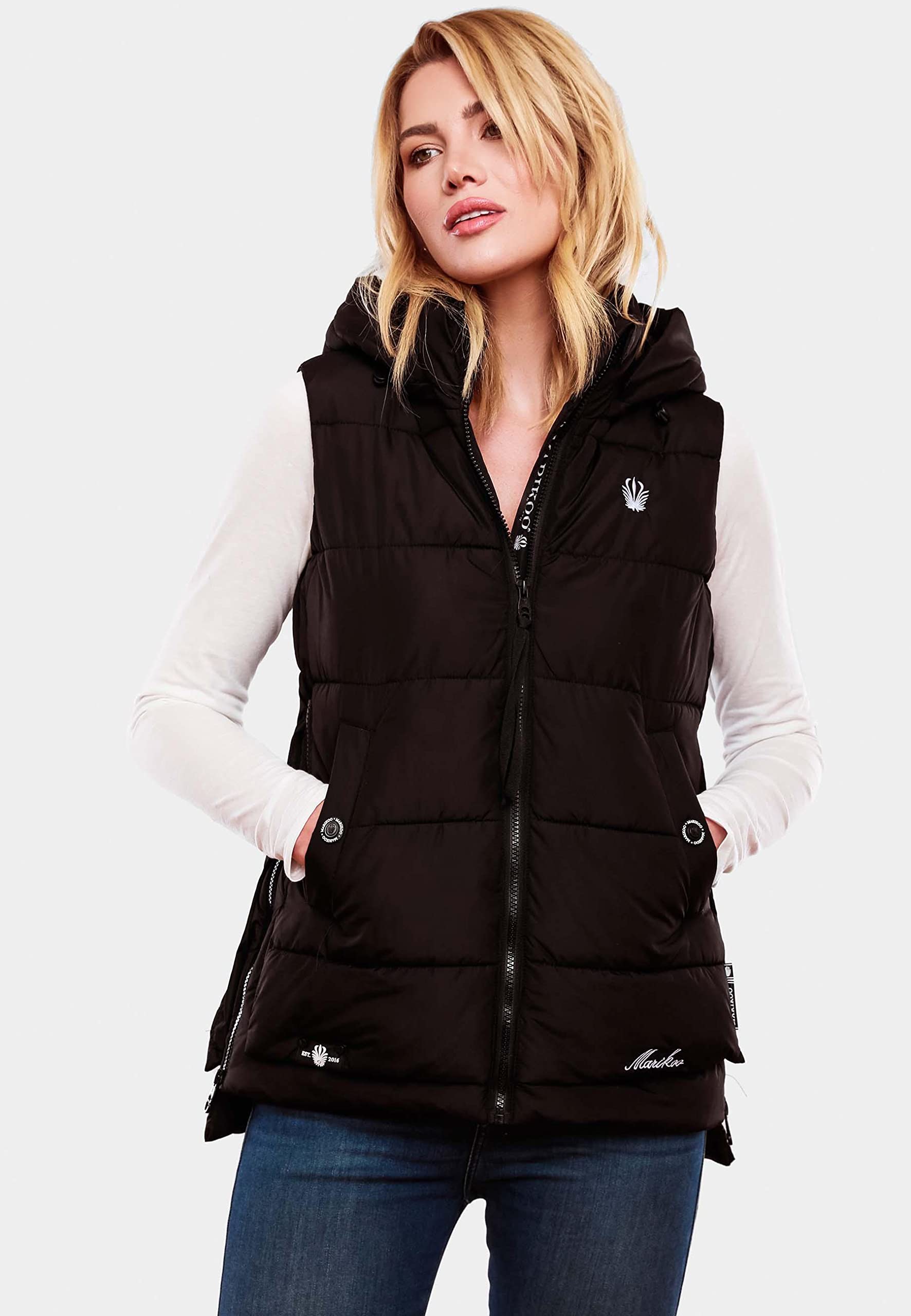 MARIKOO Zarinaa - Chaleco acolchado con capucha para mujer, tallas XS-XXL
