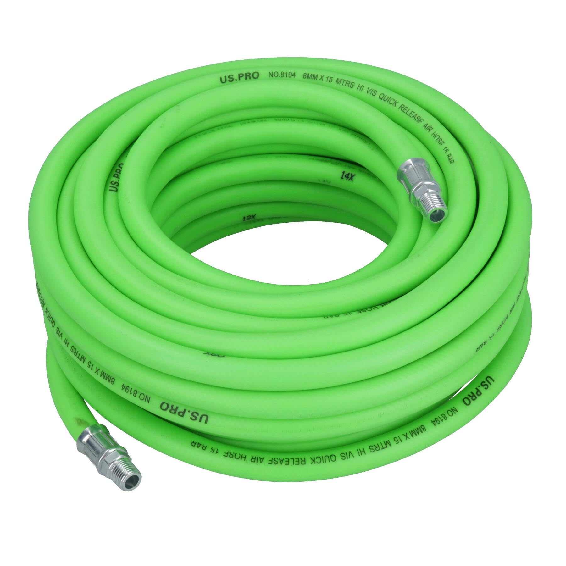 Us Pro Men's Green Ab Tools Metres Soft Rubber Hi-Vis Air Compressor Hose Airline 1/4 Bsp Thread Size 15