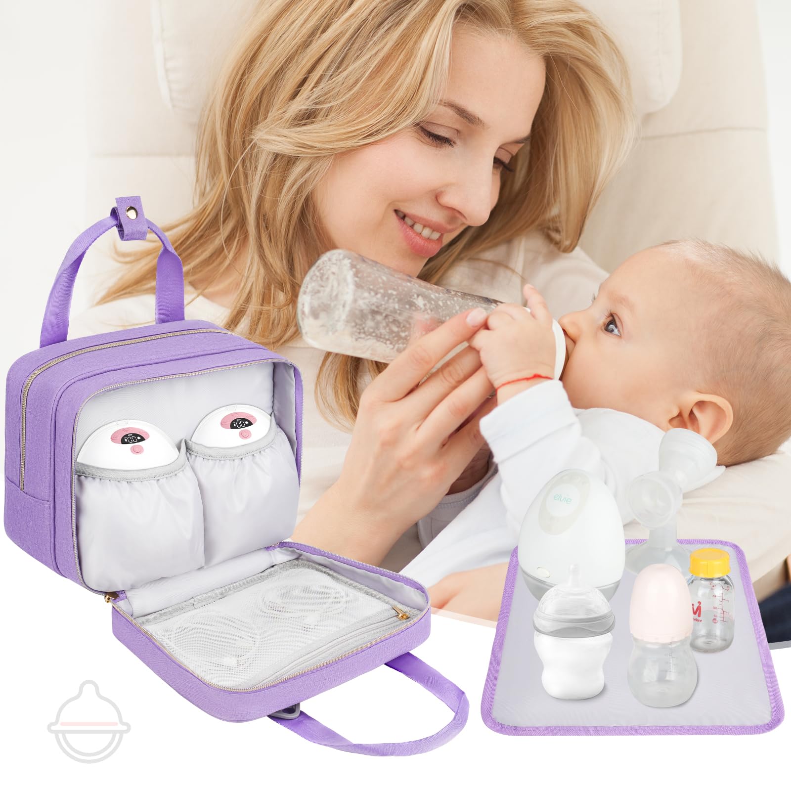 Tragbare Milchpumpentasche mit Kühlfach, kompatibel mit Momcozy M5/S12 Pro, Elvie & Medela Pumpen mit Stil