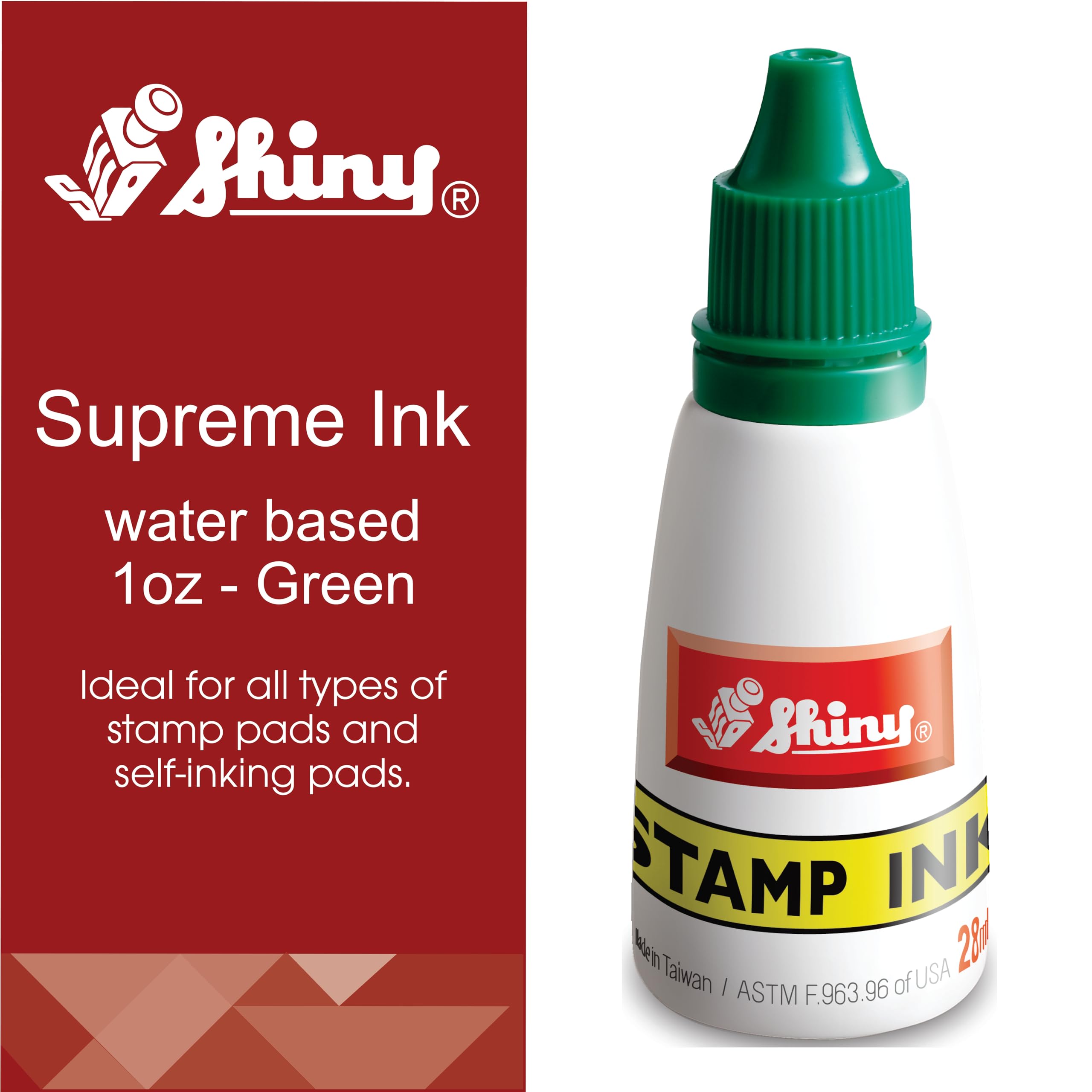 Amazon.com: 綠色補充墨水,閃亮優質水性補充墨水,適用於橡膠印章,1 盎司(約28.3 毫升) : 辦公用品
