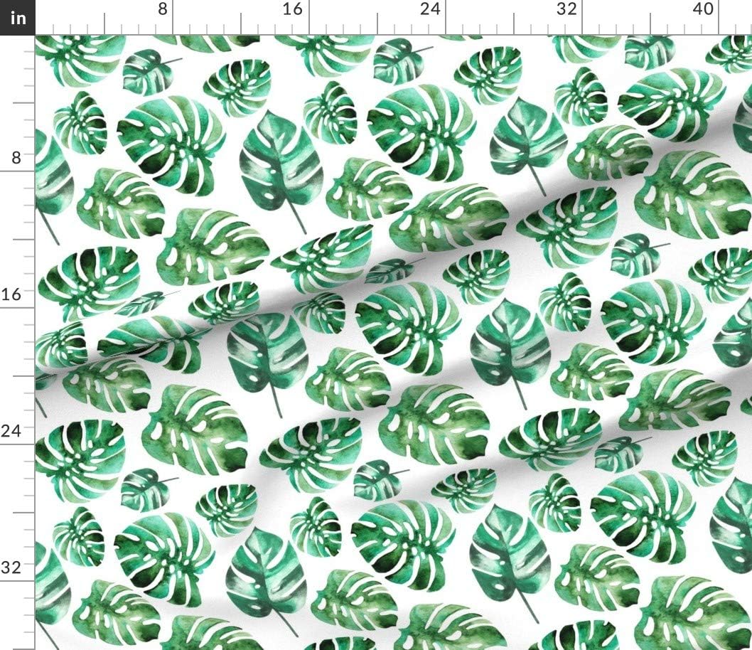 Spoonflower Fabric - Leaves Monstera Leaf Green Tropical Beach Jungle Printed on Petal Signature Cotton Fabric by The Yard - Sewing Quilting Apparel Crafts Decor