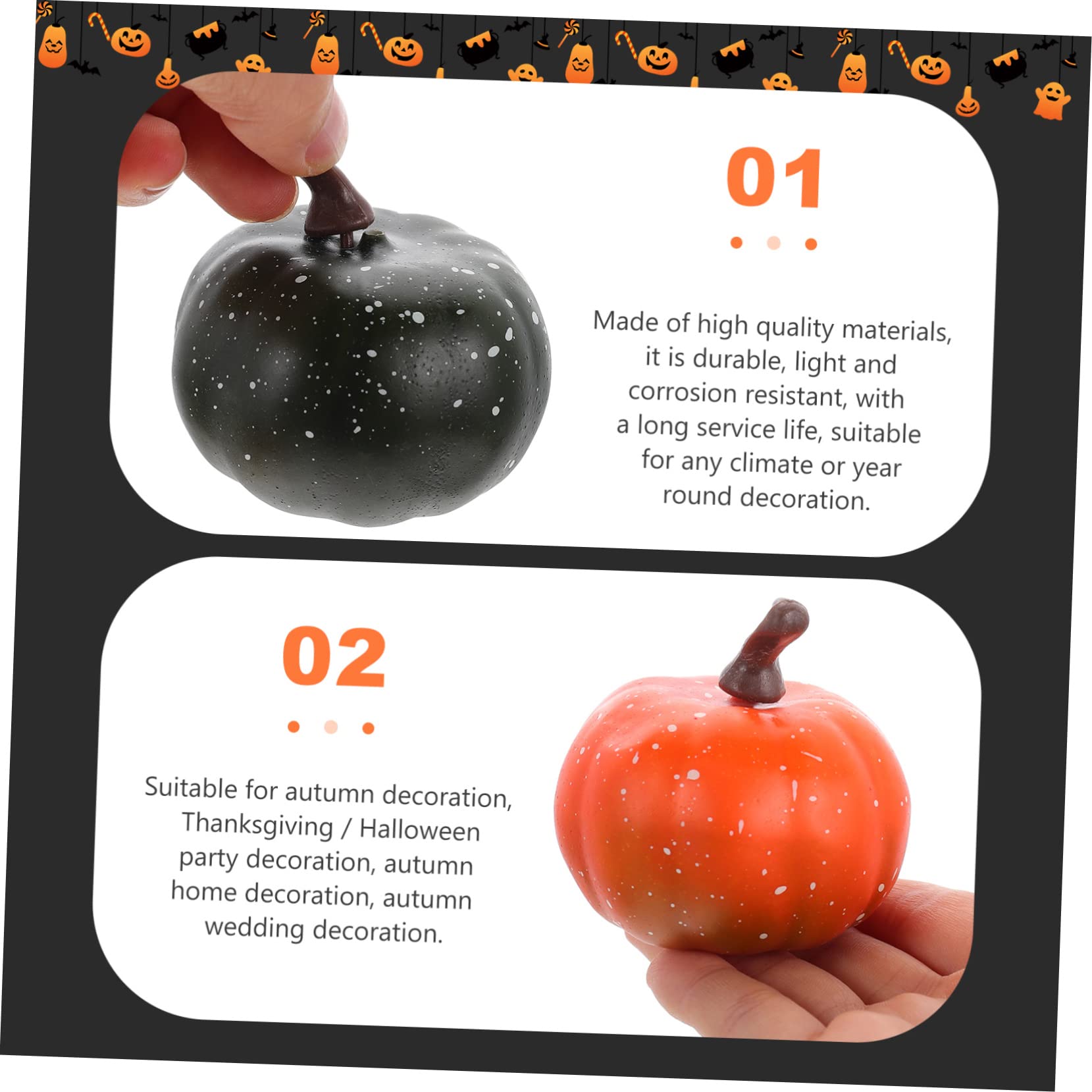 4 Sätze Künstlicher Kürbis Halloween Kürbismodelle Gefälschte Kürbisse Kürbisornamente Simulation Halloween Ornamente Kunst Fotografiebedarf Foto 12 Stück * 4