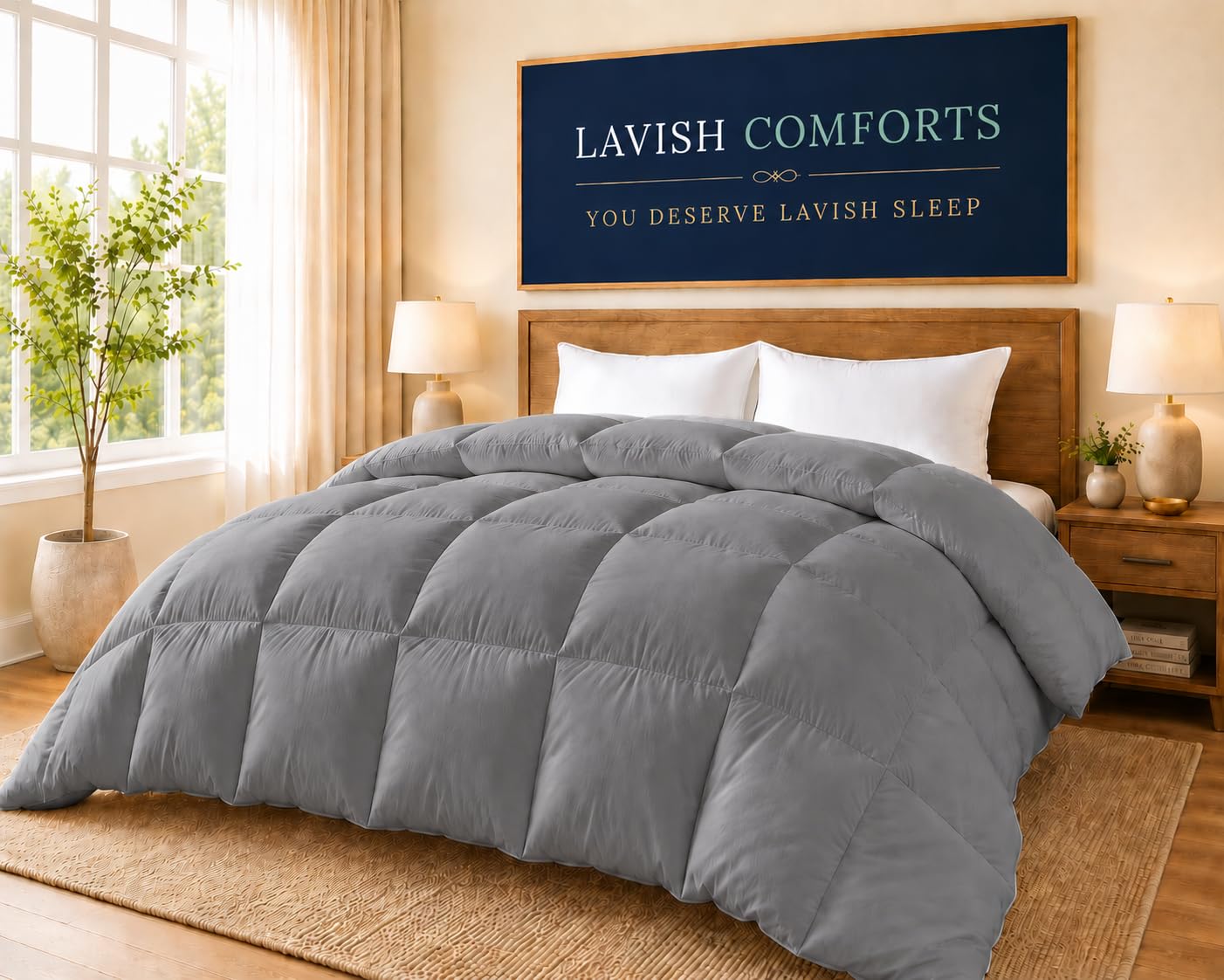 The Ultimate All Season Comforter Deal Hotel Luxury Down Alternative Comforter Duvet Insert with Tabs Machine Washable (California King Grey)
