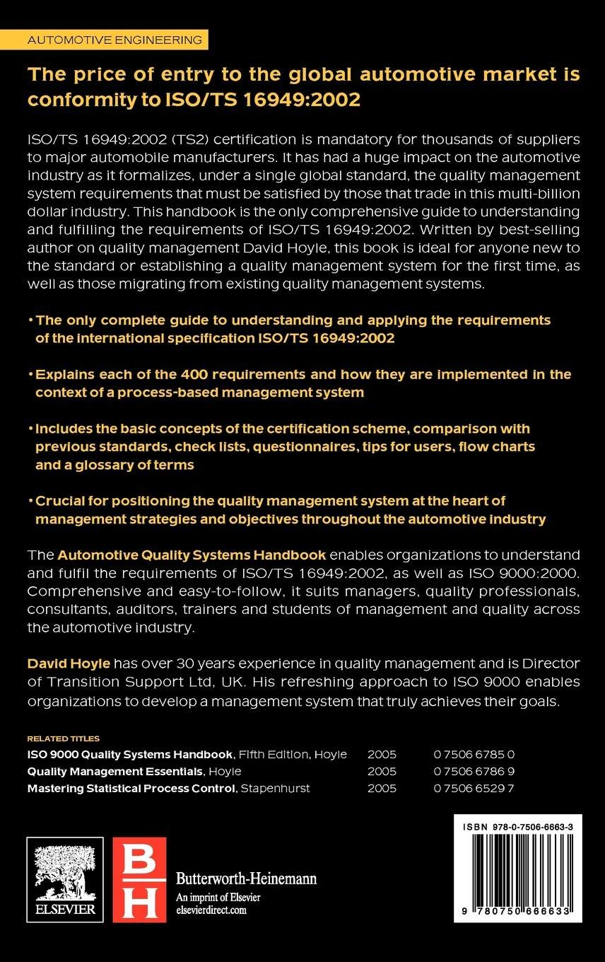 Automotive Quality Systems Handbook: ISO/TS 16949: 2002