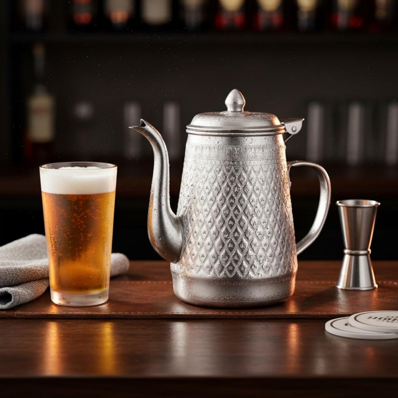 Jarra para Bebidas Jarra Tetera Recipiente Jarrón de Servir de Aleación de Estaño con Acabado y Preciso para Agua Fría O Cerveza Apto para y Uso Doméstico, Oro